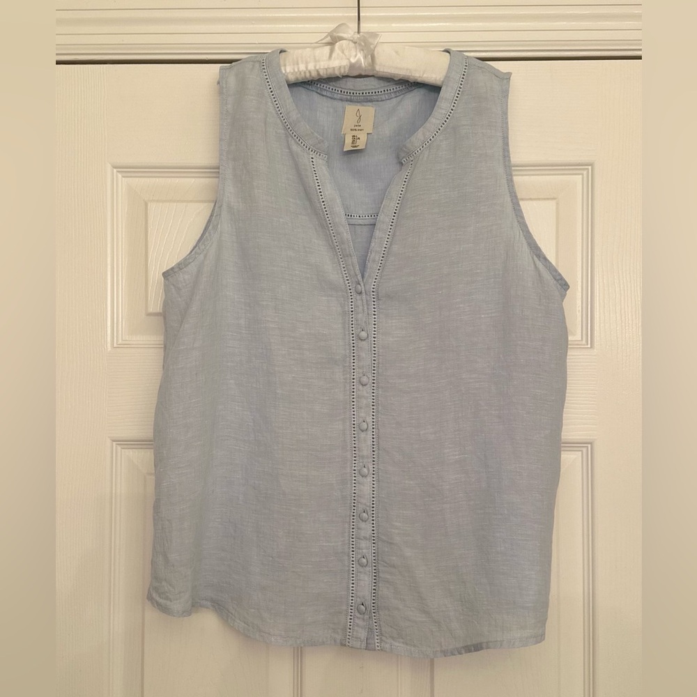 Joie Pale Blue Sleeveless Button-Front Tank